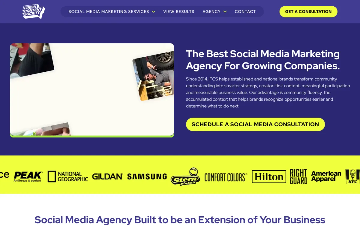 Fresh Content Society homepage, captured September 28, 2026